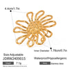 Stainless Steel Geometric Hammer Pattern Hollow Flower Adjustable Ring Electroplated Women's Jewelry