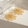Stainless Steel Geometric Hammer Pattern Hollow Flower Earrings Electroplated Light Luxury Retro Women's Jewelry