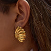 Stainless Steel Geometric Hammer Shell Women's Earrings With Electroplating And Light Luxury Design