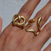 Stainless Steel Geometric Heart Cut Out Ring Jewelry Retro Style Electroplated For Women
