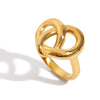 Stainless Steel Geometric Heart Cut Out Ring Jewelry Retro Style Electroplated For Women