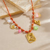 Stainless Steel Geometric Heart Dog Paw Pendant Knotted Necklace For Women