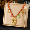 Stainless Steel Geometric Heart Dog Paw Pendant Knotted Necklace For Women