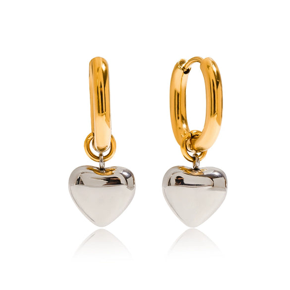 Stainless Steel Geometric Heart Earrings For Women Electroplated