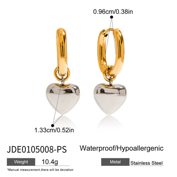Stainless Steel Geometric Heart Earrings For Women Electroplated