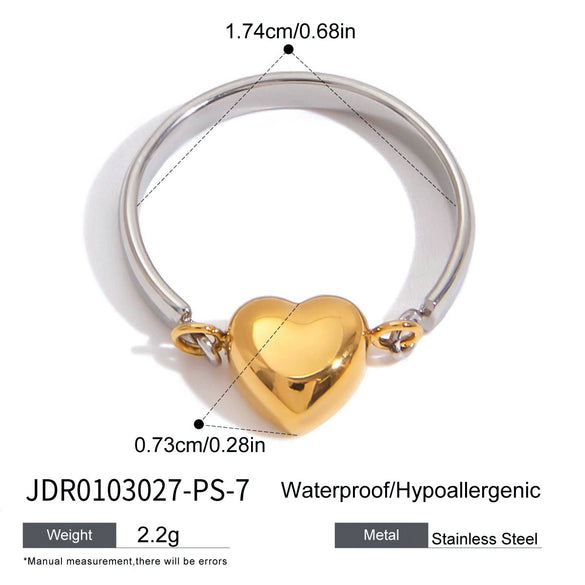Stainless Steel Geometric Heart Ring Minimalist Style Electroplating Jewelry Unisex