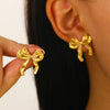 Stainless Steel Geometric Heart Shape Electroplated Women's Earrings Stud