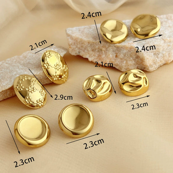 Stainless Steel Geometric Heart Shape Electroplating Oval Earrings For Couple