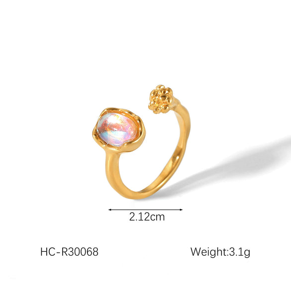 Stainless Steel Geometric Heart Shaped Electroplated Women's Ring
