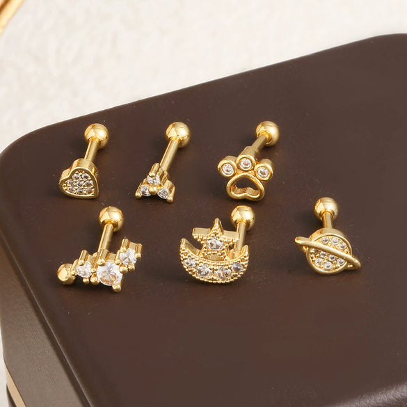 Stainless Steel Geometric Heart Star Pattern Electroplated Women's Earrings