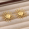 Stainless Steel Geometric Heart Striped Earrings For Women With Electroplating Design