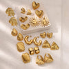 Stainless Steel Geometric Heart Striped Earrings For Women With Electroplating Design