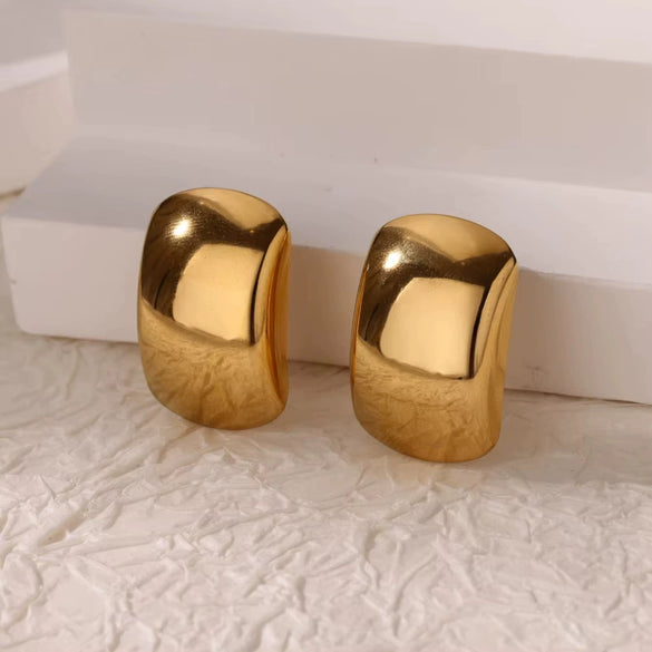 Stainless Steel Geometric Heart Striped Earrings For Women With Electroplating Design