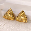 Stainless Steel Geometric Heart Striped Earrings For Women With Electroplating Design