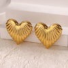Stainless Steel Geometric Heart Striped Earrings For Women With Electroplating Design