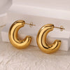 Stainless Steel Geometric Heart Striped Earrings For Women With Electroplating Design