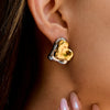 Stainless Steel Geometric Heart Women's Earrings With Electroplating