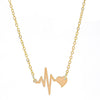 Stainless Steel Geometric Heartbeat Pendant Necklace With Regular Chain Versatile Unisex Gift Jewelry
