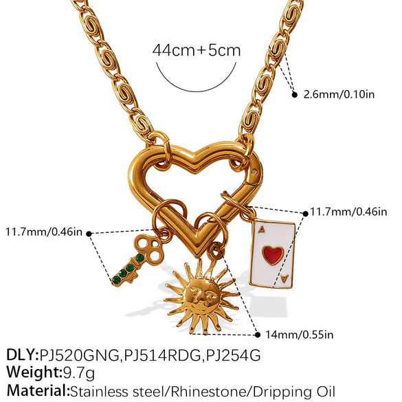 316L Stainless Steel Geometric Heartshaped Pendant Light Luxury Style Plated Necklace For Women