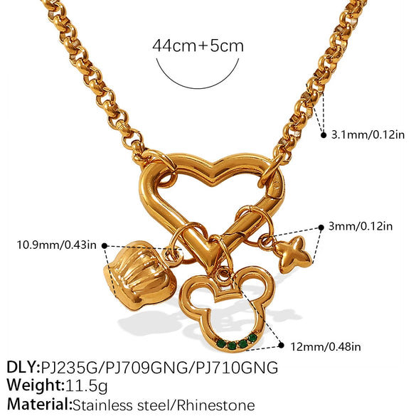 316L Stainless Steel Geometric Heartshaped Pendant Light Luxury Style Plated Necklace For Women
