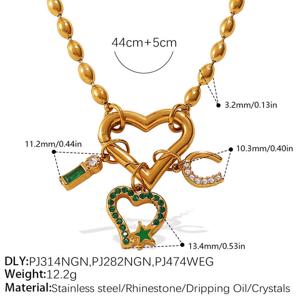 316L Stainless Steel Geometric Heartshaped Pendant Light Luxury Style Plated Necklace For Women