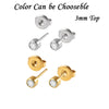 Stainless Steel Geometric Heartshaped Rhinestone Electroplated Ear Studs With Flower Design