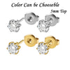 Stainless Steel Geometric Heartshaped Rhinestone Electroplated Ear Studs With Flower Design