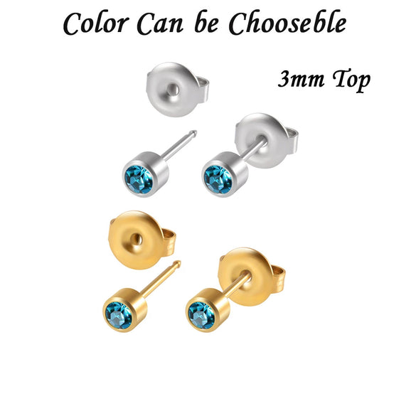 Stainless Steel Geometric Heartshaped Rhinestone Electroplated Ear Studs With Flower Design