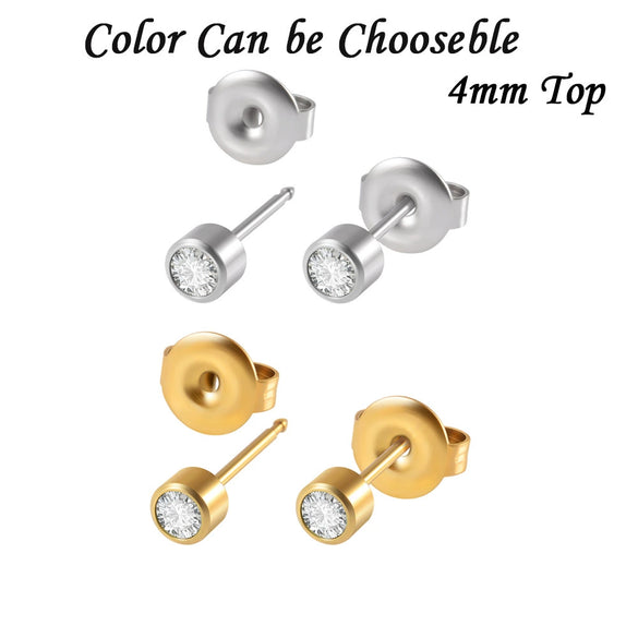 Stainless Steel Geometric Heartshaped Rhinestone Electroplated Ear Studs With Flower Design