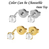 Stainless Steel Geometric Heartshaped Rhinestone Electroplated Ear Studs With Flower Design