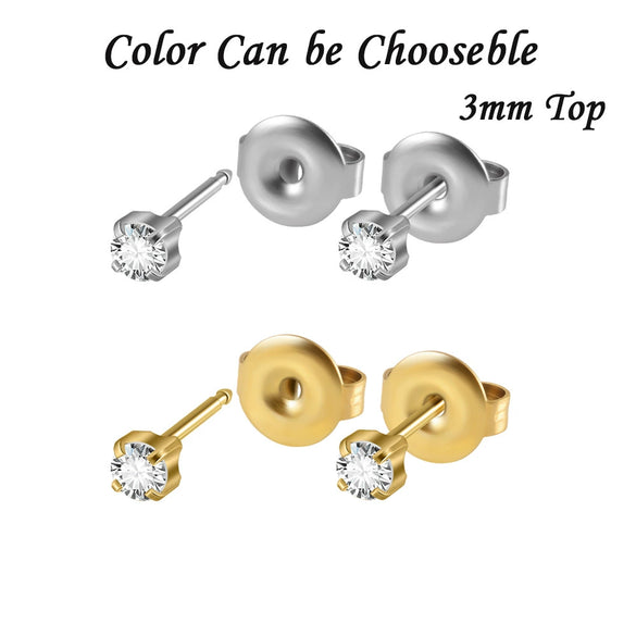 Stainless Steel Geometric Heartshaped Rhinestone Electroplated Ear Studs With Flower Design
