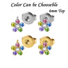 Stainless Steel Geometric Heartshaped Rhinestone Electroplated Ear Studs With Flower Design