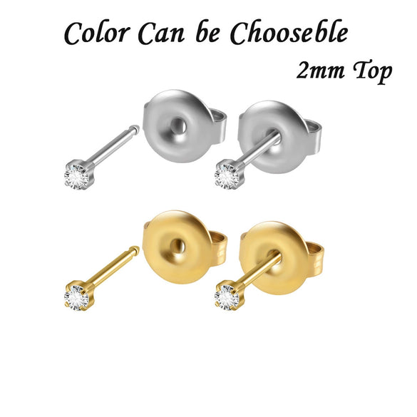Stainless Steel Geometric Heartshaped Rhinestone Electroplated Ear Studs With Flower Design