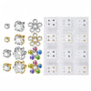 Stainless Steel Geometric Heartshaped Rhinestone Electroplated Ear Studs With Flower Design