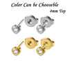 Stainless Steel Geometric Heartshaped Rhinestone Electroplated Ear Studs With Flower Design