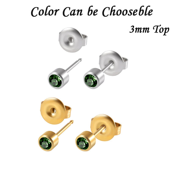 Stainless Steel Geometric Heartshaped Rhinestone Electroplated Ear Studs With Flower Design