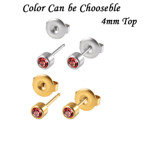 Stainless Steel Geometric Heartshaped Rhinestone Electroplated Ear Studs With Flower Design