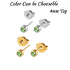 Stainless Steel Geometric Heartshaped Rhinestone Electroplated Ear Studs With Flower Design