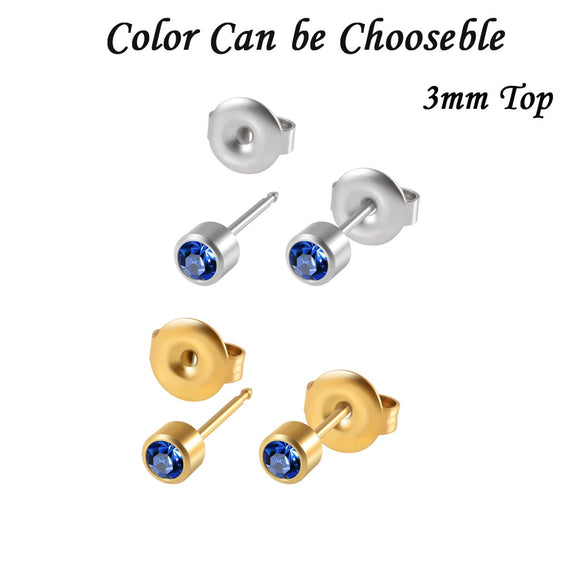 Stainless Steel Geometric Heartshaped Rhinestone Electroplated Ear Studs With Flower Design