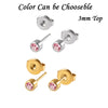 Stainless Steel Geometric Heartshaped Rhinestone Electroplated Ear Studs With Flower Design