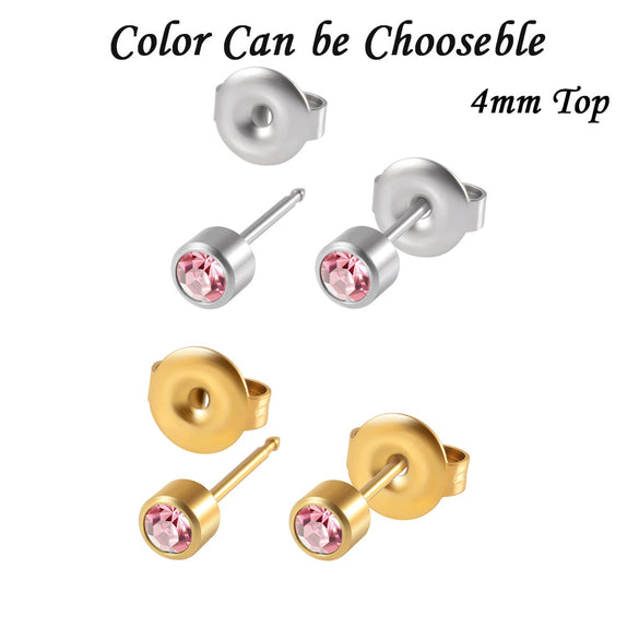 Stainless Steel Geometric Heartshaped Rhinestone Electroplated Ear Studs With Flower Design