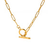 Stainless Steel Geometric Hip Hop Style Necklace With 18K Gold Plated Coarse Chain And Ot Buckle