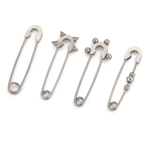 Stainless Steel Geometric Hirback Pattern Handmade Electroplated Brooch Accessories