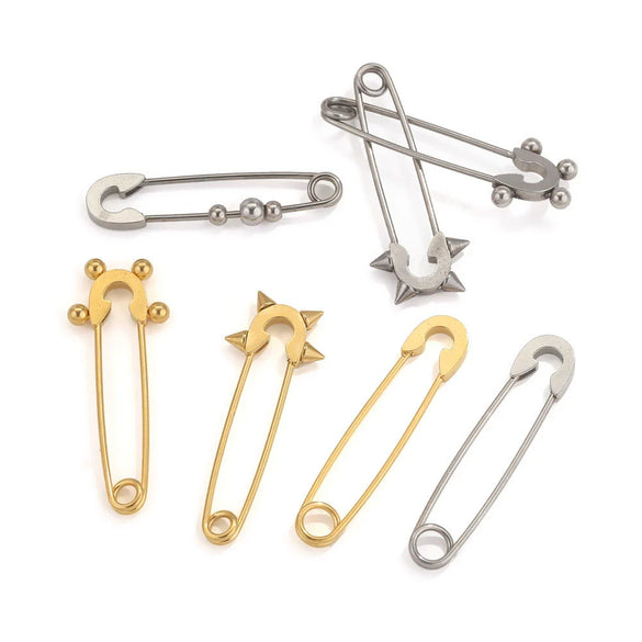 Stainless Steel Geometric Hirback Pattern Handmade Electroplated Brooch Accessories