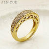 Stainless Steel Geometric Hollow Design Microinlaid Row Diamond Electroplated Women's Ring