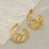 Stainless Steel Geometric Hollow Earrings Electroplated For Women