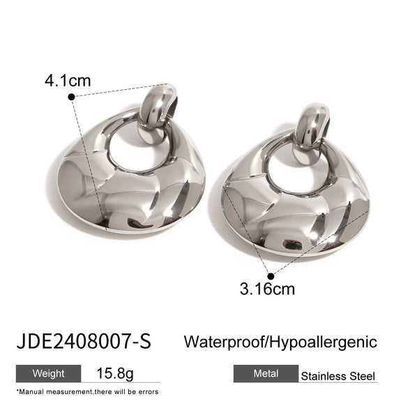 Stainless Steel Geometric Hollow Earrings Jewelry With Electroplating For Women