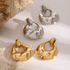 Stainless Steel Geometric Hollow Earrings Jewelry With Electroplating For Women