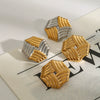 Stainless Steel Geometric Hollow Earrings With Gold And Silver Color Matching Electroplated Jewelry