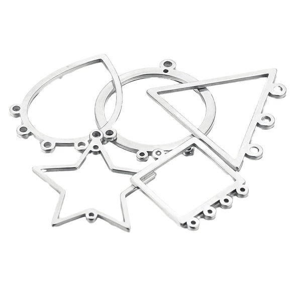 Stainless Steel Geometric Hollow Fish Pattern Retro Style Electroplated Diy Jewelry Making Earrings Connector Accessories